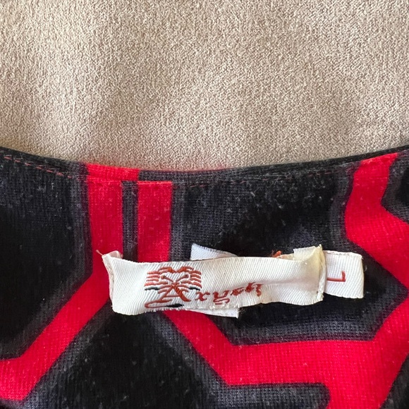 ARYEH Black & Red Pattern 3/4 Sleeve Dress Size Large - Picture 15 of 15